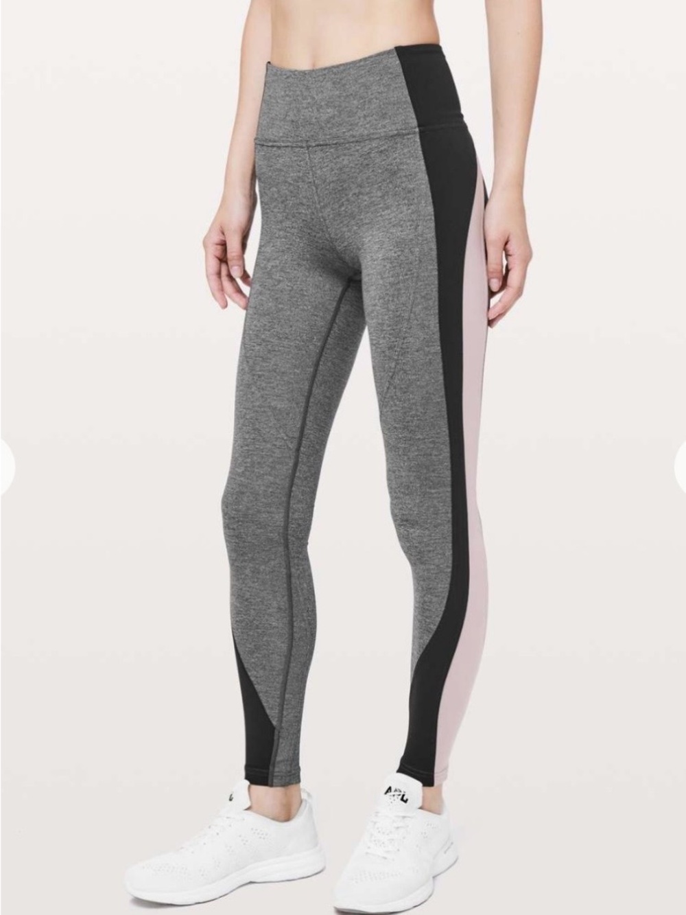 Lululemon Get Going 28" leggings in Heathered Gray/Black/Smoky Blush Size 8